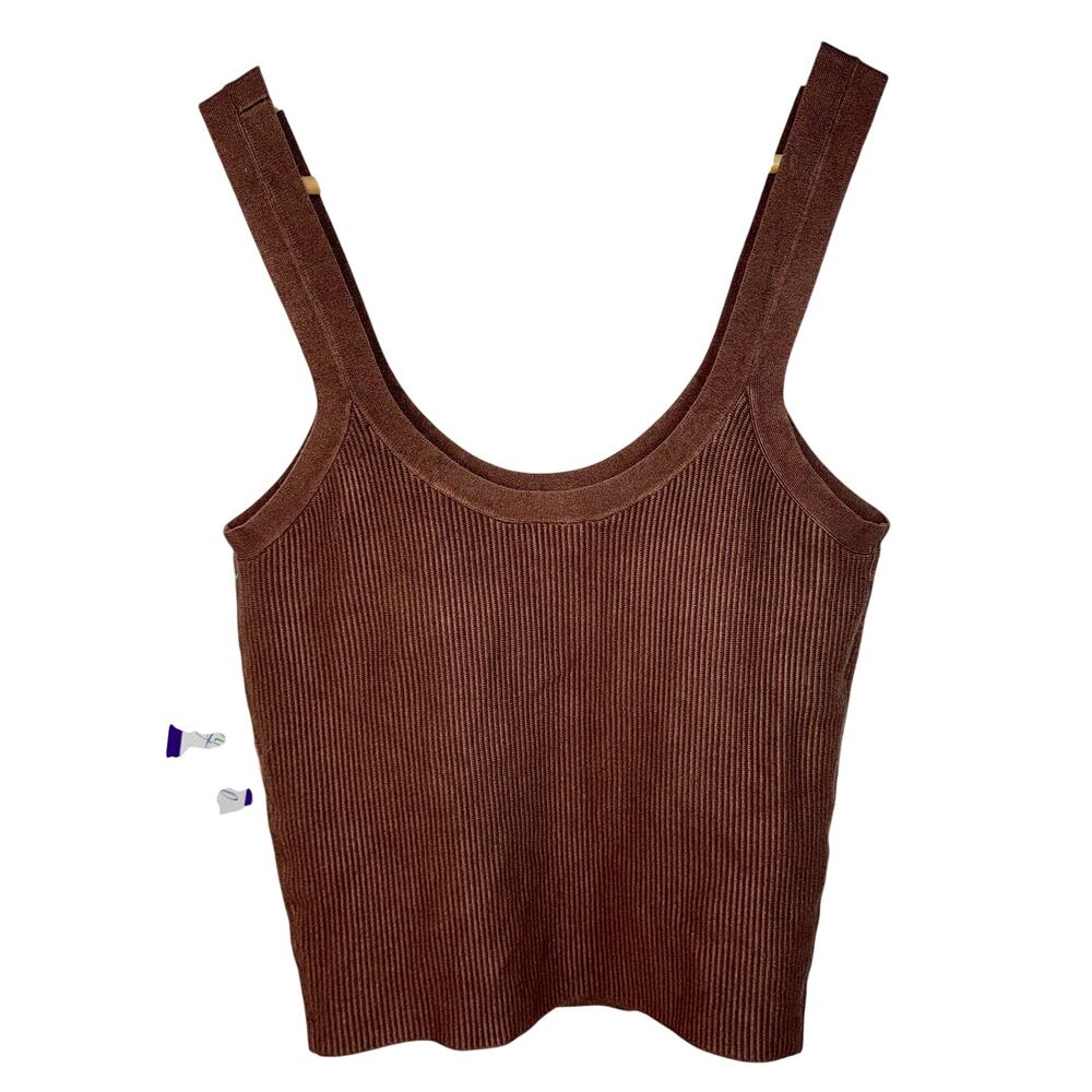 Abercrombie & Fitch Chocolate Brown Ribbed Knit Sleeveless Tank Top Women Size L - Picture 2 of 7